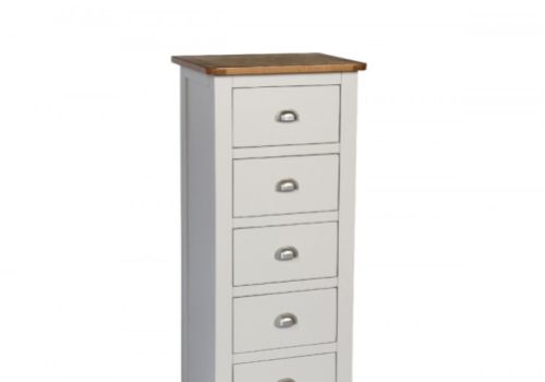 Sweet Dreams Cooper Pale Grey And Oak 5 Drawer Narrow Chest