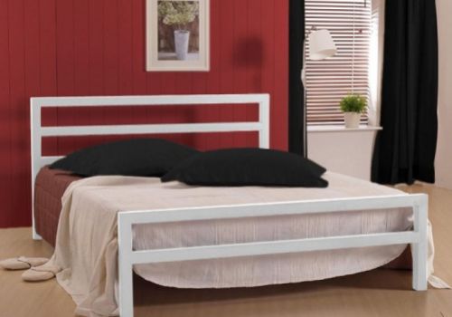 Time Living City Block 4ft Small Double White Metal Bed Frame