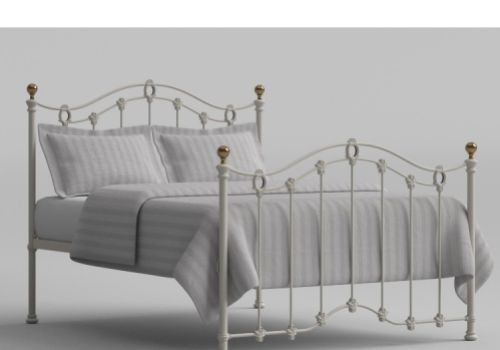 OBC Clarina 4ft 6 Double Ivory Metal Bed Frame