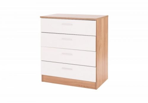 GFW Ottawa 4 Drawer Chest in  Oak and White Gloss