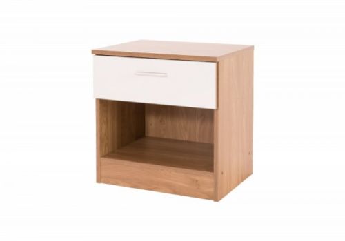 GFW Ottawa 1 Drawer Bedside in Oak and White Gloss