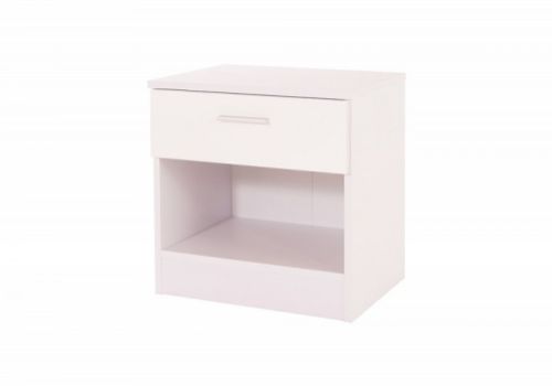 GFW Ottawa 1 Drawer Bedside in White and White Gloss