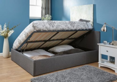 GFW Side Lift Ottoman 4ft6 Double Grey Fabric Bed Frame