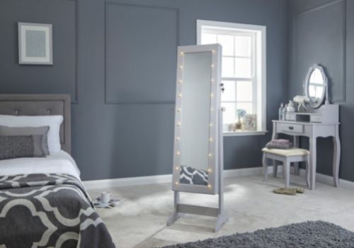 GFW Amore Mirror Jewellery Armoire With LED In Grey