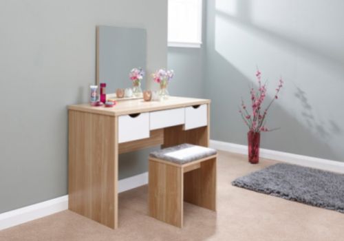 GFW Elizabeth Dressing Table Set In Oak And White