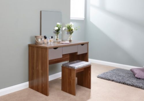 GFW Elizabeth Dressing Table Set In Walnut And Grey