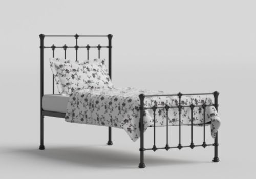 OBC Edwardian 3ft Single Satin Black Metal Bed Frame