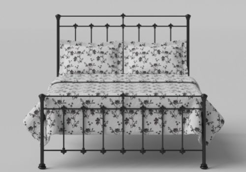 OBC Edwardian 4ft Small Double Satin Black Metal Headboard