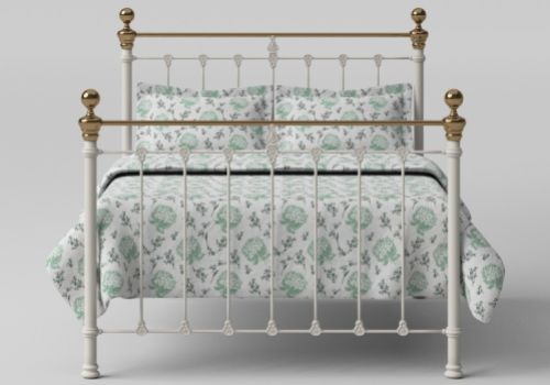 OBC Hamilton 4ft Small Double Glossy Ivory Metal Headboard