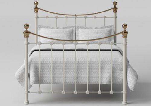 OBC Selkirk 4ft Small Double Glossy Ivory Metal Headboard