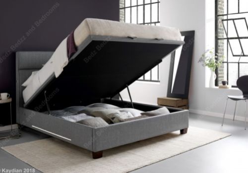 Kaydian Chilton 5ft Kingsize Light Grey Fabric Ottoman Bed With