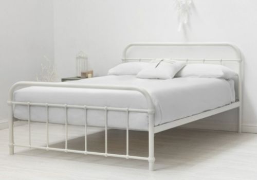 Sleep Design Henley 4ft6 Double Stone White Metal Bed Frame