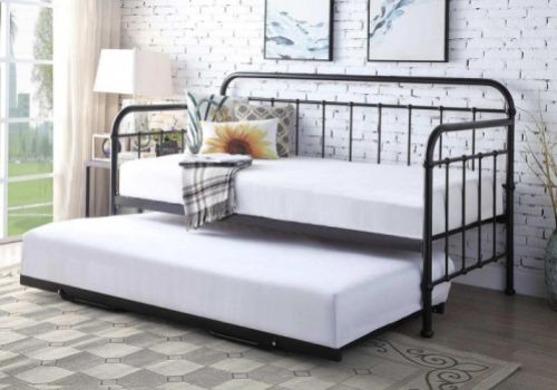 Sleep Design Harlow 3ft Single Black Metal Day Bed And Trundle