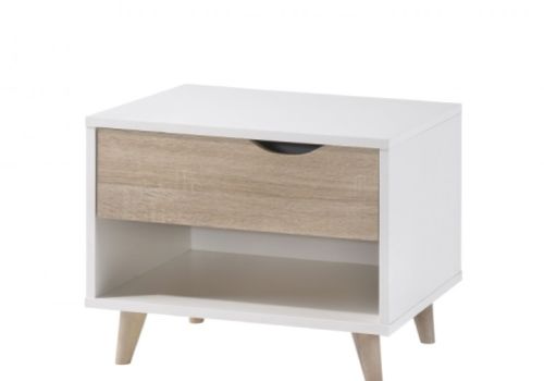 LPD Stockholm 1 Drawer Bedside In White And Oak