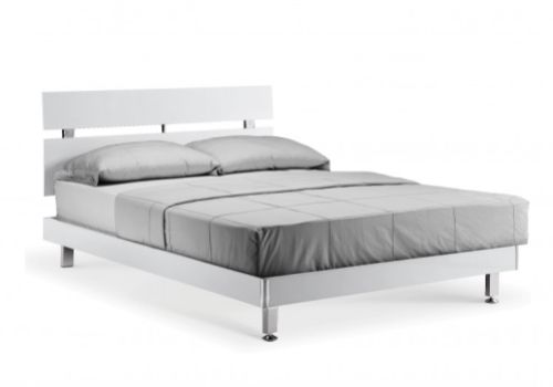 LPD Novello 4ft6 Double Wooden Bed Frame In White Gloss