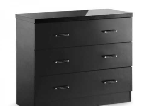 LPD Novello 3 Drawer Chest In Black Gloss