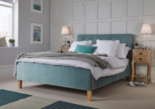 LPD Pierre 4ft6 Double Aqua Velvet Fabric Bed Frame