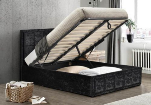 Birlea Hannover 4ft6 Double Black Crushed Velvet Fabric Ottoman Bed