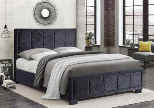 Birlea Hannover 4ft Small Double Black Crushed Velvet Fabric Bed Frame