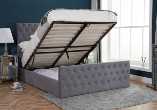 Birlea Marquis 4ft6 Double Grey Velvet Fabric Ottoman Bed Frame