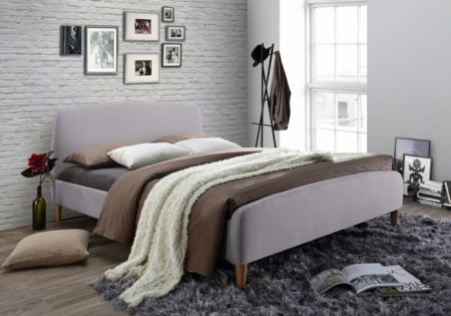 Time Living Geneva 5ft Kingsize Light Grey Fabric Bed Frame