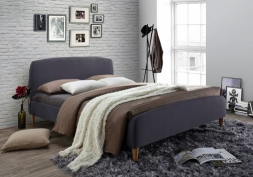 Time Living Geneva 5ft Kingsize Dark Grey Fabric Bed Frame