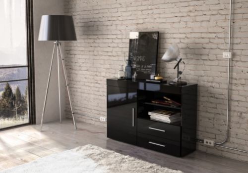 Birlea Edgeware 1 Door 2 Drawer Sideboard In Black