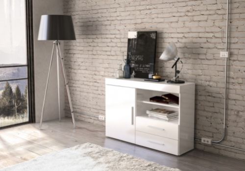 Birlea Edgeware 1 Door 2 Drawer Sideboard In White