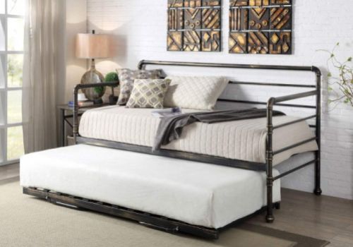 Sleep Design Banbury 3ft Single Bronze Finish Metal Day Bed Frame And Trundle