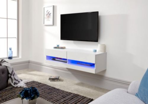 GFW Galicia White Gloss LED TV Unit 120cm