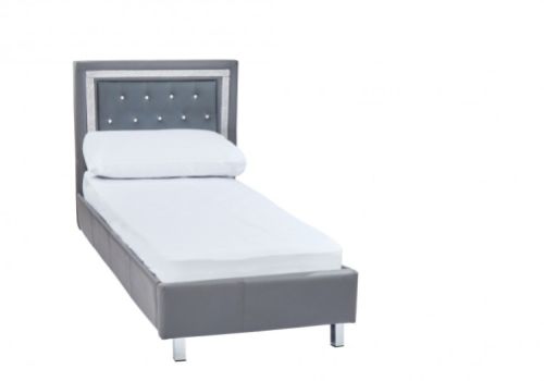 LPD Crystalle 3ft Single Grey Faux Leather Bed Frame