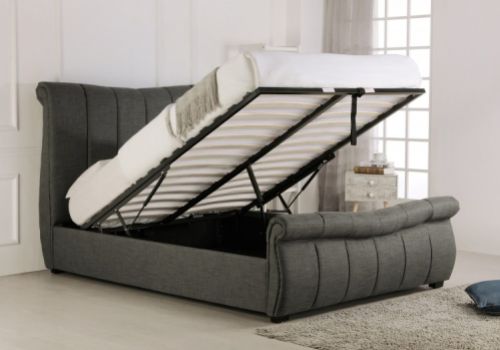 Emporia Bosworth 5ft Kingsize Grey Fabric Ottoman Sleigh Bed