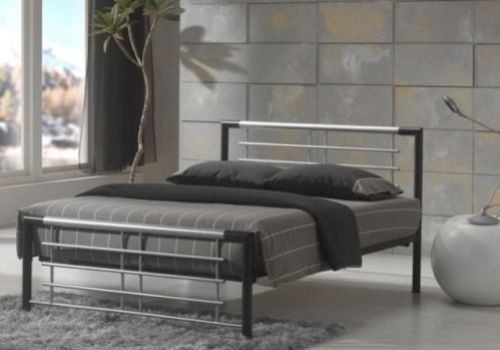 Metal Beds Atlanta 3ft Single Silver and Black Metal Bed Frame