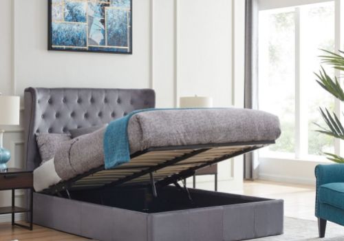 Flintshire Holway 5ft Kingsize Grey Fabric Ottoman Bed