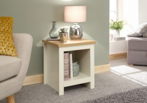 GFW Lancaster Side Table with Shelf in Cream
