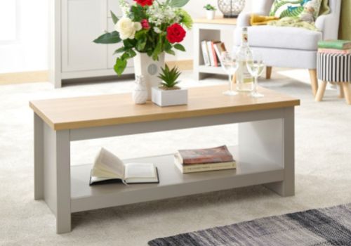 GFW Lancaster Coffee Table with Shelf in Grey
