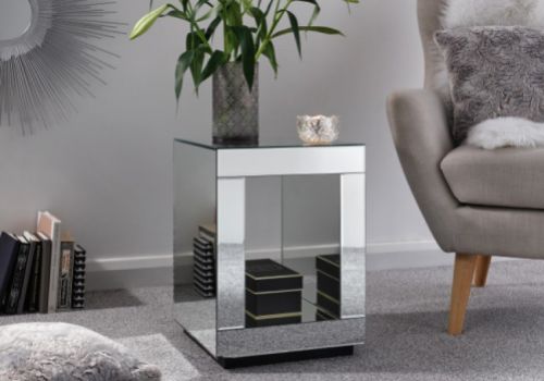 GFW Capri Cube Lamp Table Mirrored