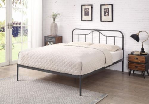 Flintshire Oakenholt 4ft6 Double Metal Bed Frame In Black Silver