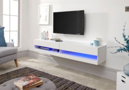 GFW Galicia White Gloss LED TV Unit 150cm