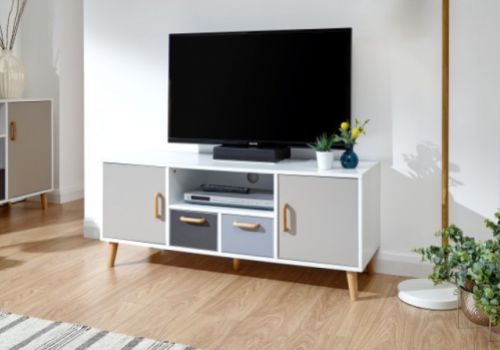 GFW Delta Large TV Unit in White and Grey