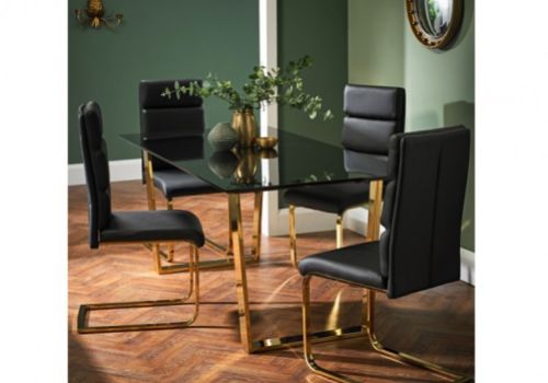 LPD Antibes Black Gloss Dining Table Set