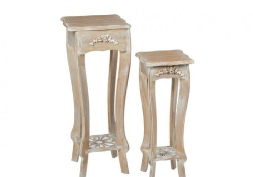 LPD Provence Weathered Oak Finish Pair Of Plant Stands