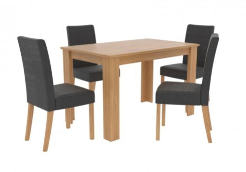 LPD Atlanta Oak Finish Dining Table With 4 Anna Grey Chairs