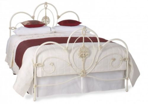 OBC Ballina 4ft Small Double Glossy Ivory Metal Headboard