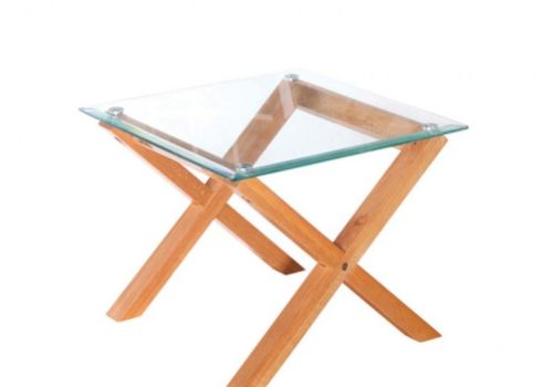 LPD Cadiz Glass And Oak Lamp Table