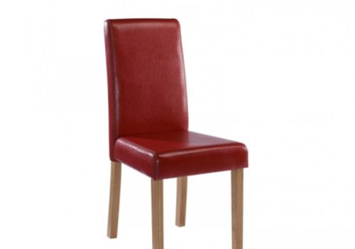 LPD Oakridge Pair Of Red Faux Leather Dining Chairs