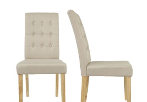 LPD Roma Pair Of Beige Fabric Dining Chairs