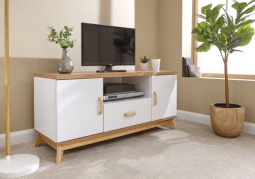 GFW Nordica Large TV Unit in Oak and White