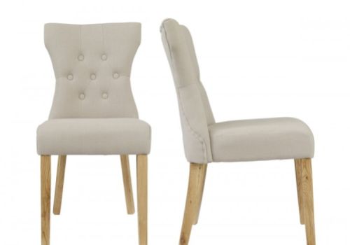 LPD Naples Pair Of Beige Fabric Dining Chairs