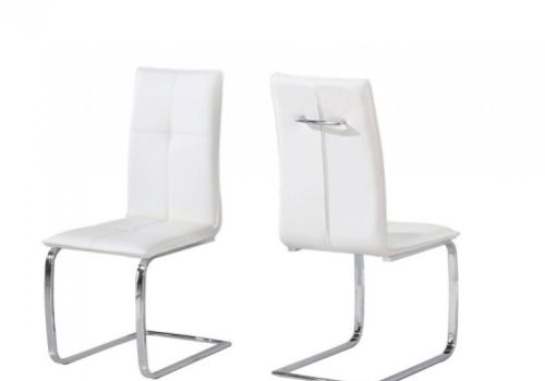 LPD Opus Pair Of White Faux Leather Dining Chairs